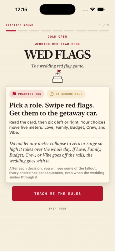 Practice round onboarding screen